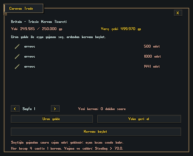 A test view of the actual server dialog rendered in the client. Items and amounts are examples.