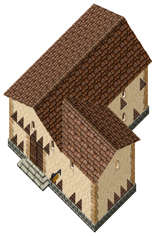 Two-Story Stone and Plaster House full size