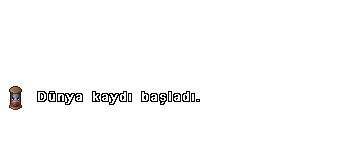 A world save message at the bottom left, with an hourglass before the text.